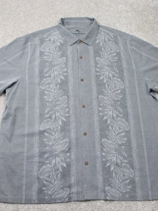 Tommy Bahama Shirt Mens 3XL XXXL Black Floral 100% Silk Short Sleeve Button Up - Picture 2 of 12